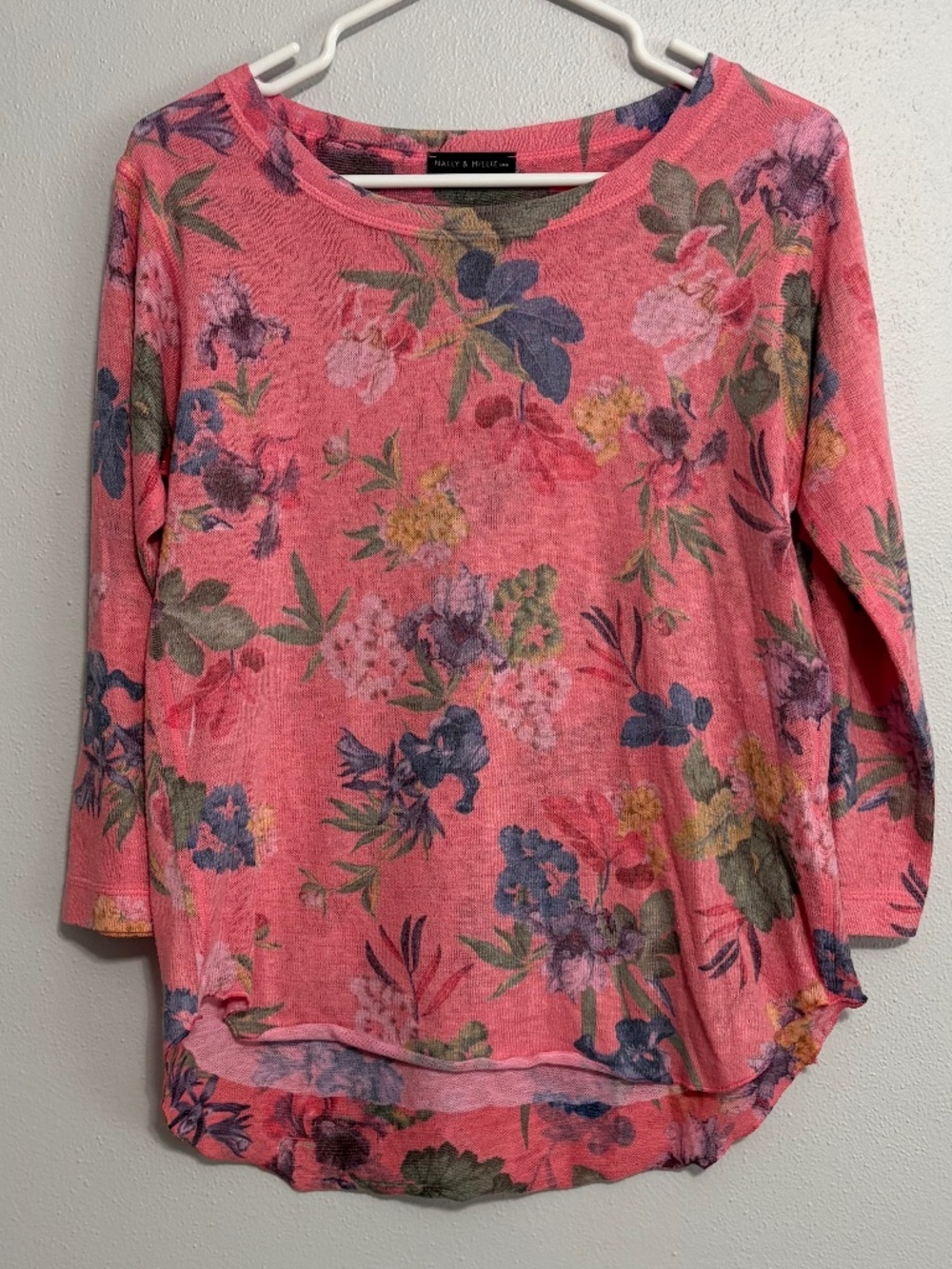 Nally & Millie pink floral sweater small